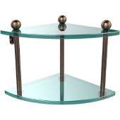  Prestige Regal Collection Double Corner Glass Shelf, Premium Finish, Venetian Bronze