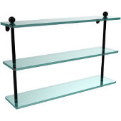  22 Inch Triple Tiered Glass Shelf, Matte Black