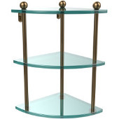  Prestige Regal Collection Triple Corner Glass Shelf, Premium Finish, Brushed Bronze