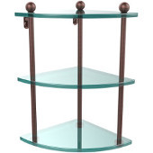  Prestige Regal Collection Triple Corner Glass Shelf, Premium Finish, Antique Copper