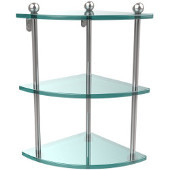  Prestige Regal Collection Triple Corner Glass Shelf, Standard Finish, Polished Chrome