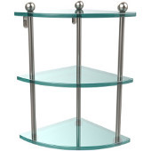  Prestige Regal Collection Triple Corner Glass Shelf, Premium Finish, Satin Nickel
