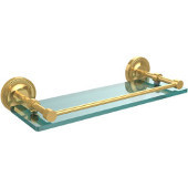  Prestige Regal 16 Inch Tempered Glass Shelf with Gallery Rail, Unlacquered Brass