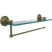  Prestige Regal Collection Paper Towel Holder with 16 Inch Glass Shelf, Antique Brass