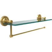  Prestige Regal Collection Paper Towel Holder with 16 Inch Glass Shelf, Unlacquered Brass