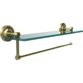  Prestige Regal Collection Paper Towel Holder with 16 Inch Glass Shelf, Satin Brass