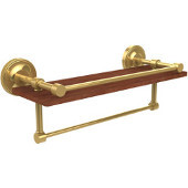  Prestige Regal Collection 16 Inch IPE Ironwood Shelf with Gallery Rail and Towel Bar, Polished Brass