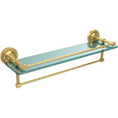  22 Inch Gallery Glass Shelf with Towel Bar, Polished Brass