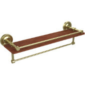  Prestige Regal Collection 22 Inch IPE Ironwood Shelf with Gallery Rail and Towel Bar, Satin Brass