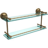 Prestige Regal 22 Inch Double Glass Shelf with Gallery Rail, Brushed Bronze