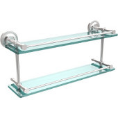  Prestige Regal 22 Inch Double Glass Shelf with Gallery Rail, Satin Chrome