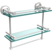  16 Inch Gallery Double Glass Shelf with Towel Bar, Satin Chrome