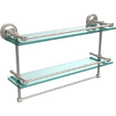  22 Inch Gallery Double Glass Shelf with Towel Bar, Satin Nickel