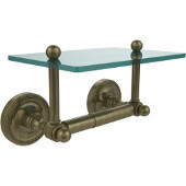  Prestige Regal Collection Two Post Toilet Tissue Holder with Glass Shelf, Antique Brass
