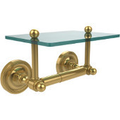  Prestige Regal Collection Two Post Toilet Tissue Holder with Glass Shelf, Unlacquered Brass