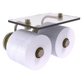  Que New Collection 2-Roll Toilet Paper Holder with Glass Shelf in Antique Brass, 8-1/2'' W x 7-3/8'' D x 5-3/8'' H