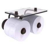  Que New Collection 2-Roll Toilet Paper Holder with Glass Shelf in Antique Bronze, 8-1/2'' W x 7-3/8'' D x 5-3/8'' H