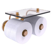  Que New Collection 2-Roll Toilet Paper Holder with Glass Shelf in Brushed Bronze, 8-1/2'' W x 7-3/8'' D x 5-3/8'' H