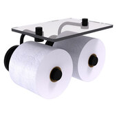  Que New Collection 2-Roll Toilet Paper Holder with Glass Shelf in Matte Black, 8-1/2'' W x 7-3/8'' D x 5-3/8'' H