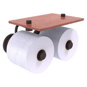  Que New Collection 2-Roll Toilet Paper Holder with Wood Shelf in Antique Bronze, 8-1/2'' W x 7-3/8'' D x 5-3/8'' H