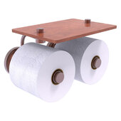  Que New Collection 2-Roll Toilet Paper Holder with Wood Shelf in Antique Copper, 8-1/2'' W x 7-3/8'' D x 5-3/8'' H