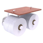  Que New Collection 2-Roll Toilet Paper Holder with Wood Shelf in Polished Chrome, 8-1/2'' W x 7-3/8'' D x 5-3/8'' H