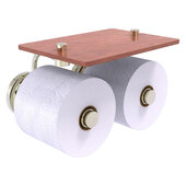  Que New Collection 2-Roll Toilet Paper Holder with Wood Shelf in Polished Nickel, 8-1/2'' W x 7-3/8'' D x 5-3/8'' H