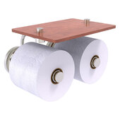  Que New Collection 2-Roll Toilet Paper Holder with Wood Shelf in Satin Nickel, 8-1/2'' W x 7-3/8'' D x 5-3/8'' H