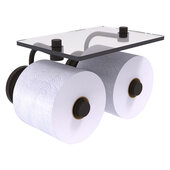  Que New Collection 2-Roll Toilet Paper Holder with Glass Shelf in Oil Rubbed Bronze, 8-1/2'' W x 7-3/8'' D x 5-3/8'' H