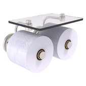  Que New Collection 2-Roll Toilet Paper Holder with Glass Shelf in Satin Nickel, 8-1/2'' W x 7-3/8'' D x 5-3/8'' H