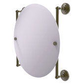  Que New Collection Round Frameless Rail Mounted Mirror in Antique Brass, 22'' Diameter x 3-13/16'' D x 22'' H