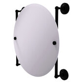  Que New Collection Round Frameless Rail Mounted Mirror in Matte Black, 22'' Diameter x 3-13/16'' D x 22'' H