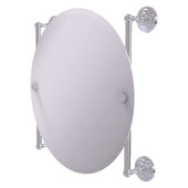  Que New Collection Round Frameless Rail Mounted Mirror in Satin Chrome, 22'' Diameter x 3-13/16'' D x 22'' H