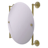  Que New Collection Round Frameless Rail Mounted Mirror in Unlacquered Brass, 22'' Diameter x 3-13/16'' D x 22'' H