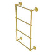  Que New Collection 4-Tier 24'' Ladder Towel Bar with Grooved Detail in Polished Brass, 24'' W x 5-3/8'' D x 34'' H