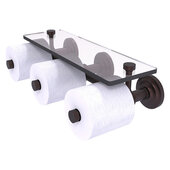  Que New Collection Horizontal Reserve 3-Roll Toilet Paper Holder with Glass Shelf in Antique Bronze, 16-5/8'' W x 8-1/8'' D x 4-11/16'' H