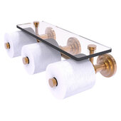  Que New Collection Horizontal Reserve 3-Roll Toilet Paper Holder with Glass Shelf in Brushed Bronze, 16-5/8'' W x 8-1/8'' D x 4-11/16'' H