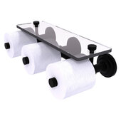  Que New Collection Horizontal Reserve 3-Roll Toilet Paper Holder with Glass Shelf in Matte Black, 16-5/8'' W x 8-1/8'' D x 4-11/16'' H
