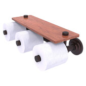  Que New Collection Horizontal Reserve 3-Roll Toilet Paper Holder with Wood Shelf in Antique Bronze, 16-5/8'' W x 8-1/8'' D x 4-11/16'' H