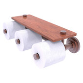  Que New Collection Horizontal Reserve 3-Roll Toilet Paper Holder with Wood Shelf in Antique Copper, 16-5/8'' W x 8-1/8'' D x 4-11/16'' H