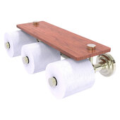  Que New Collection Horizontal Reserve 3-Roll Toilet Paper Holder with Wood Shelf in Polished Nickel, 16-5/8'' W x 8-1/8'' D x 4-11/16'' H