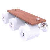  Que New Collection Horizontal Reserve 3-Roll Toilet Paper Holder with Wood Shelf in Satin Chrome, 16-5/8'' W x 8-1/8'' D x 4-11/16'' H