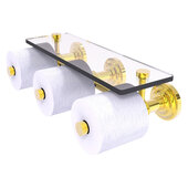  Que New Collection Horizontal Reserve 3-Roll Toilet Paper Holder with Glass Shelf in Polished Brass, 16-5/8'' W x 8-1/8'' D x 4-11/16'' H