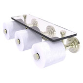  Que New Collection Horizontal Reserve 3-Roll Toilet Paper Holder with Glass Shelf in Polished Nickel, 16-5/8'' W x 8-1/8'' D x 4-11/16'' H