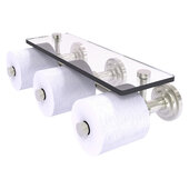  Que New Collection Horizontal Reserve 3-Roll Toilet Paper Holder with Glass Shelf in Satin Nickel, 16-5/8'' W x 8-1/8'' D x 4-11/16'' H