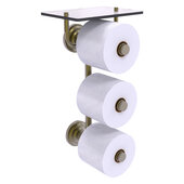  Que New Collection 3-Roll Toilet Paper Holder with Glass Shelf in Antique Brass, 8-13/16'' W x 7-13/16'' D x 16'' H