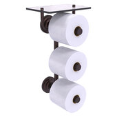  Que New Collection 3-Roll Toilet Paper Holder with Glass Shelf in Antique Bronze, 8-13/16'' W x 7-13/16'' D x 16'' H