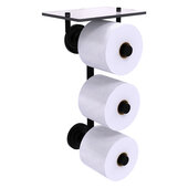  Que New Collection 3-Roll Toilet Paper Holder with Glass Shelf in Matte Black, 8-13/16'' W x 7-13/16'' D x 16'' H