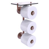  Que New Collection 3-Roll Toilet Paper Holder with Glass Shelf in Antique Copper, 8-13/16'' W x 7-13/16'' D x 16'' H