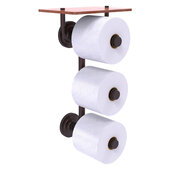  Que New Collection 3-Roll Toilet Paper Holder with Wood Shelf in Antique Bronze, 8-13/16'' W x 7-13/16'' D x 16'' H